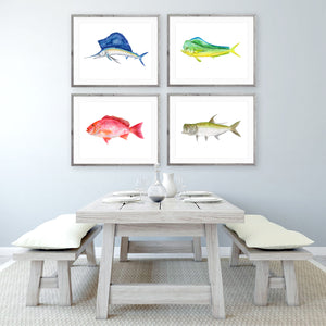 eep Sea Fishing Fish Mount Watercolor Prints without Text