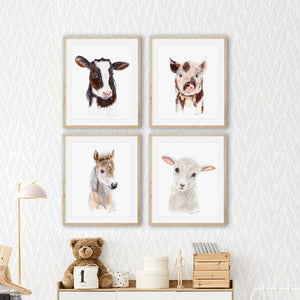 Set of 4 Farm Baby Animal Prints