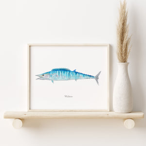 a picture of a wahoo on a shelf next to a vase