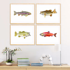 Angler Fishing Fish Print Set of 4