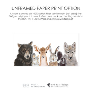a picture of a group of animals with the text unframed paper print option