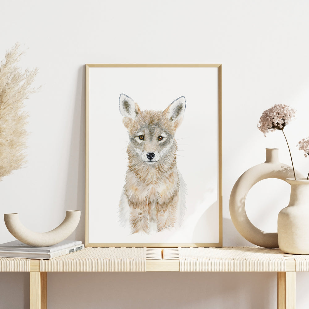 a picture of a fox on a shelf