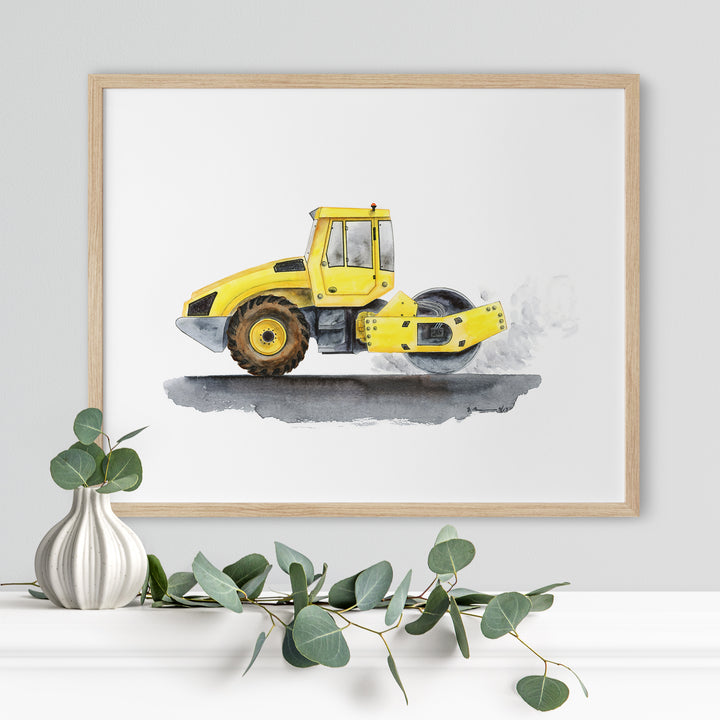 Yellow Steam Roller Nursery Print