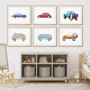 Beach Classic Car Print Set