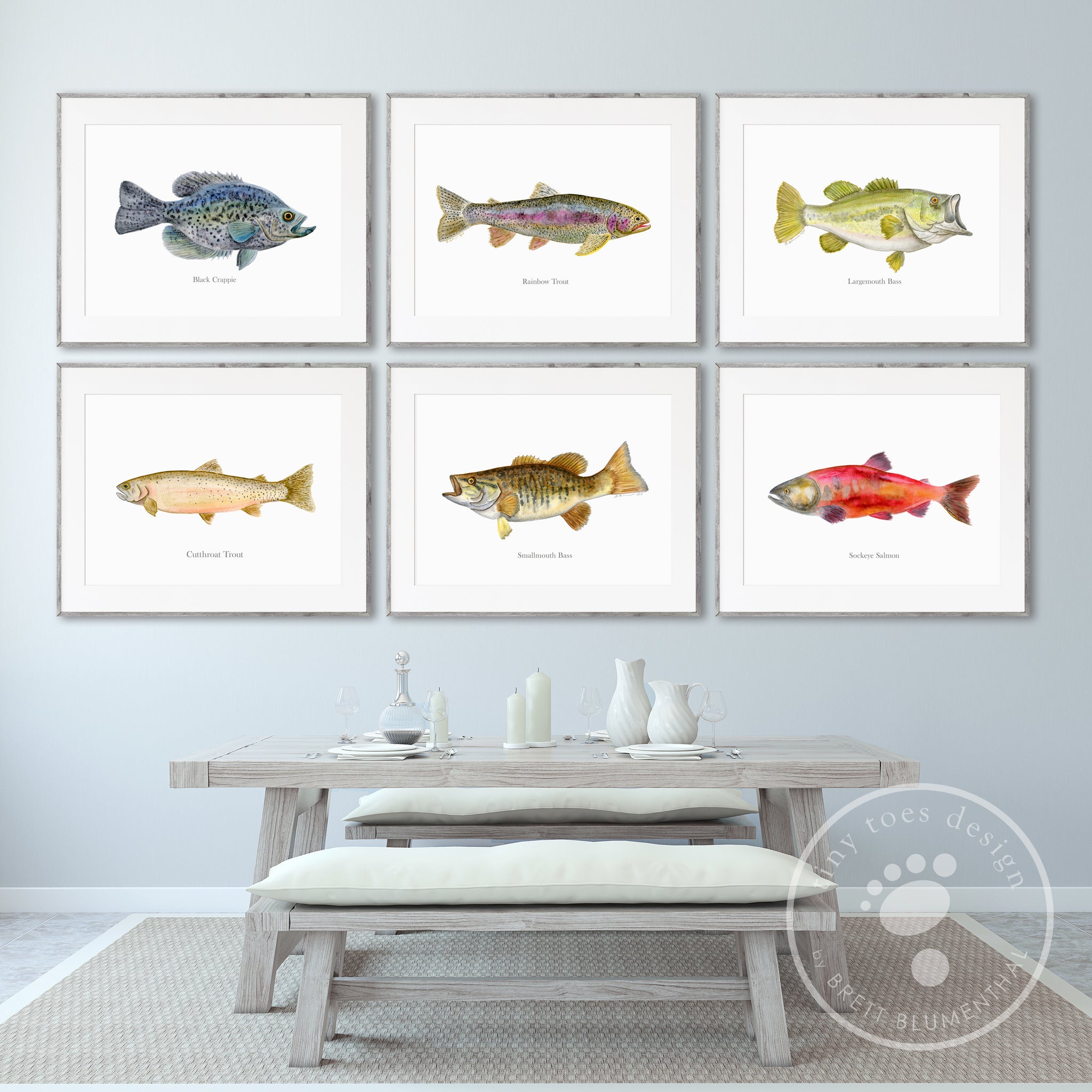 Largemouth Bass Watercolor - Fish Mount Print, Brett Blumenthal