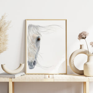 a picture of a horse in a frame on a table