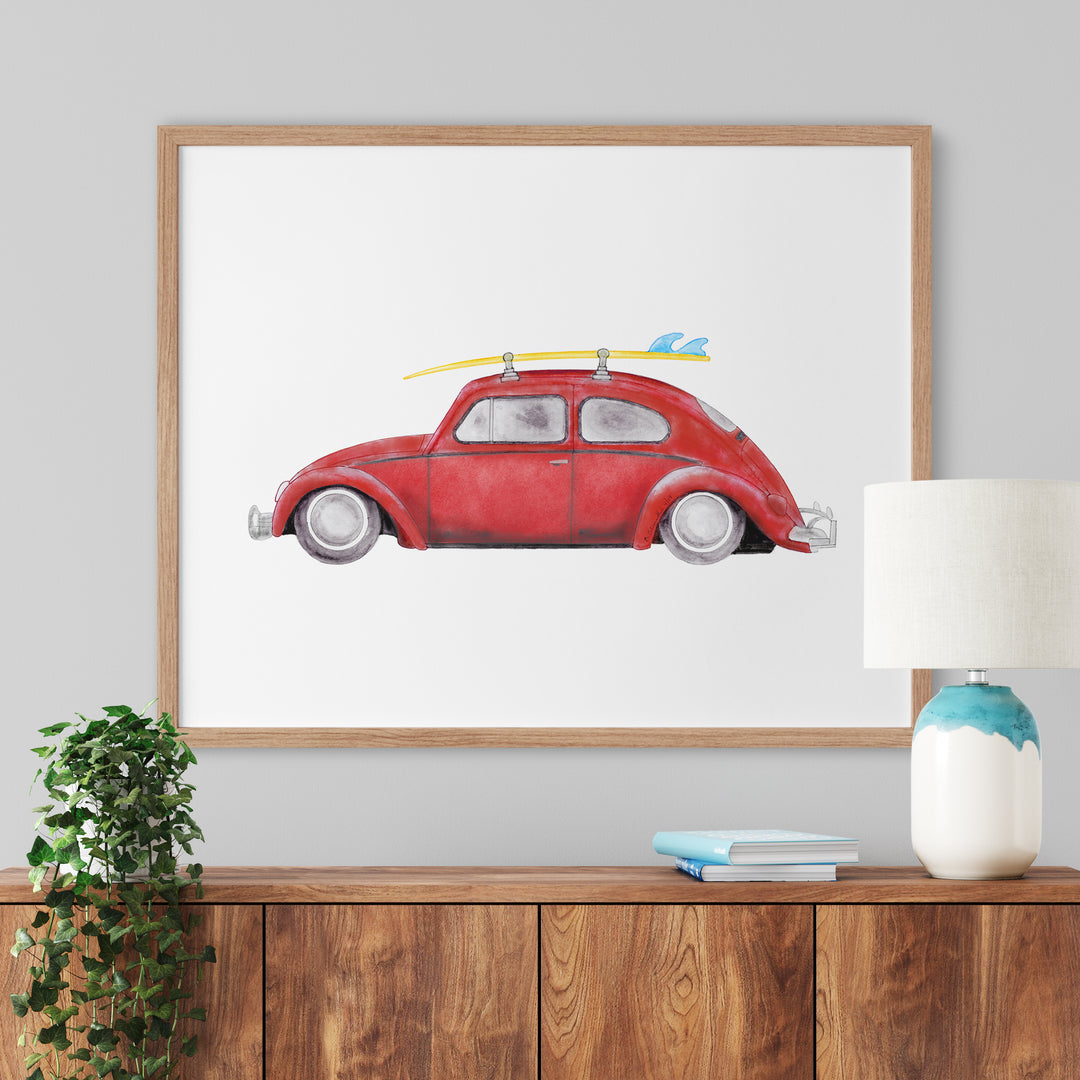 Red Bug Beetle Print | Vintage Car Wall Art – Tiny Toes Design red-bug-beetle-print-vintage-car-wall-art-tiny-toes-design