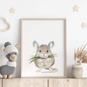 a nursery print of a mouse 
