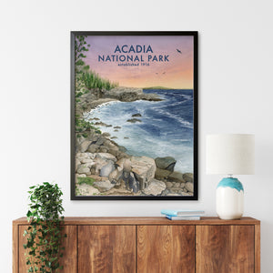 a picture of a poster of the acadia national park