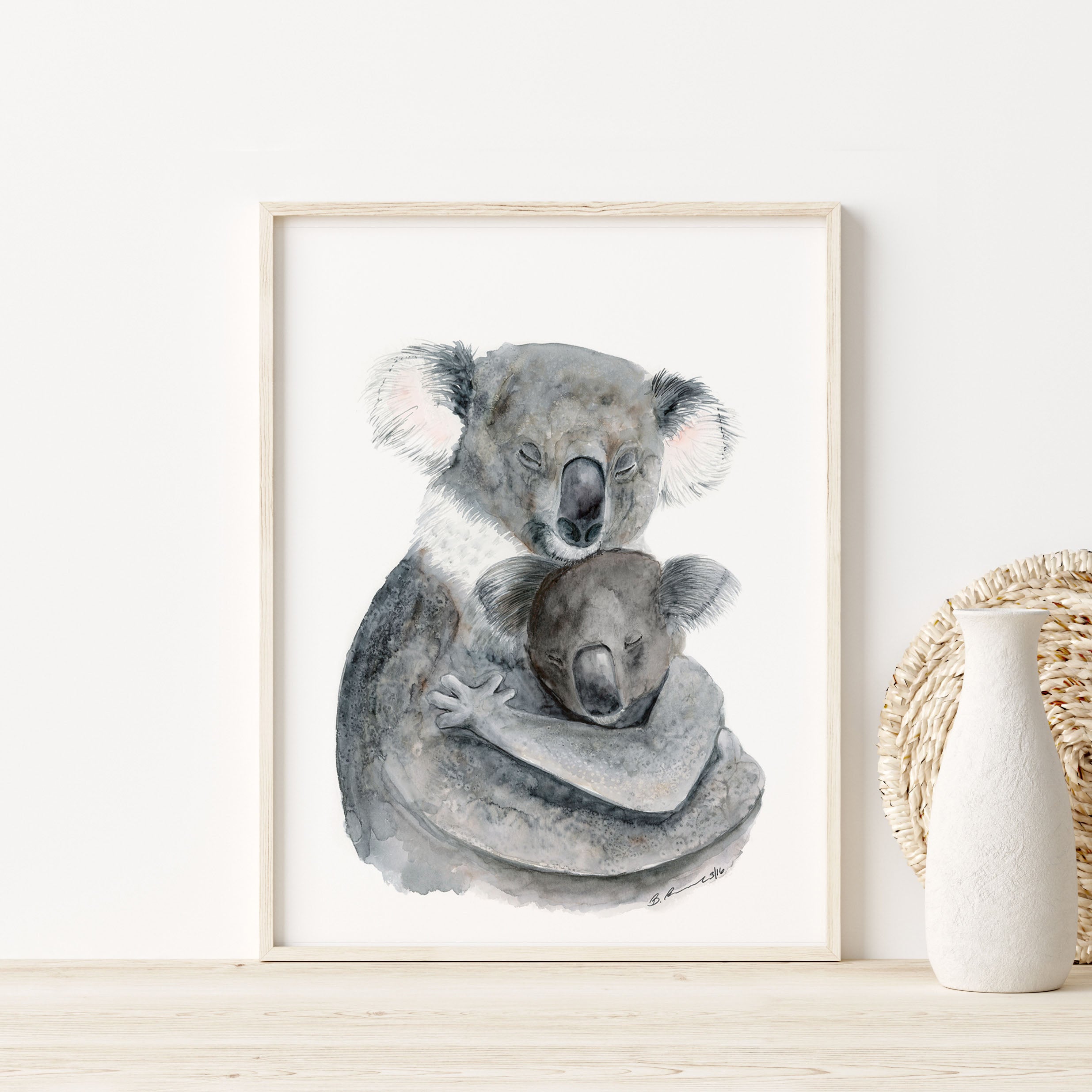 Mom and Baby Koala Watercolor | Aussie Nursery Art Print – Tiny