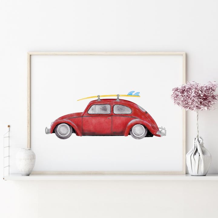 Red Vintage Beatle Kid's Car Decor