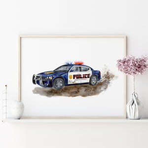 Police Car Kid's Playroom Art