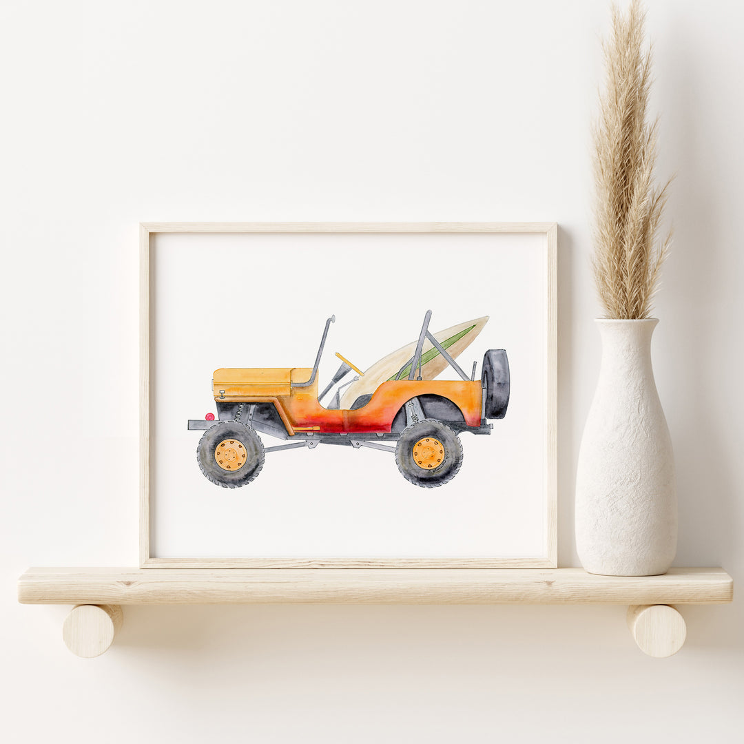 Orange Jeep Beach Decor