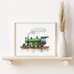 Green Steam Train Wall Art