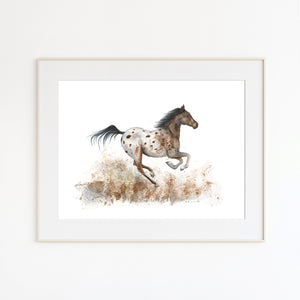 Galloping Appaloosa Horse Watercolor Print