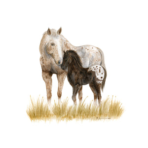 Mom and Baby Horse Watercolor Print