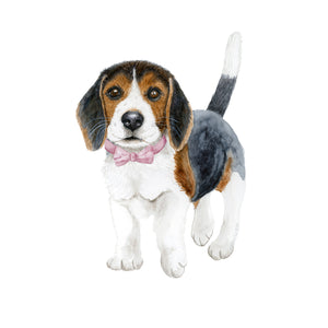 Beagle Pup with Pink Bowtie Baby Decor