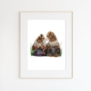 Brown Bear Family Watercolor Print