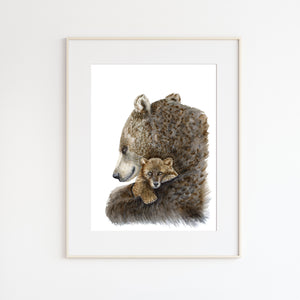 Mom and Baby Bear Watercolor Print