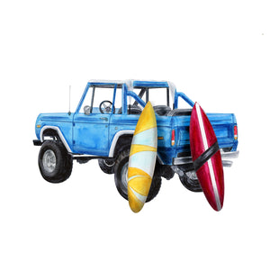Blue Classic Ford Bronco Truck Art
