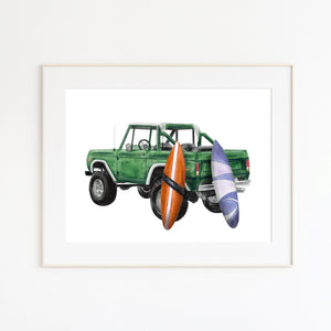 Green Ford Bronco Illustration