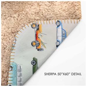 Vintage Car Sherpa Blanket Detail