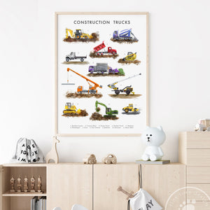 Construction Trucks Playroom Print
