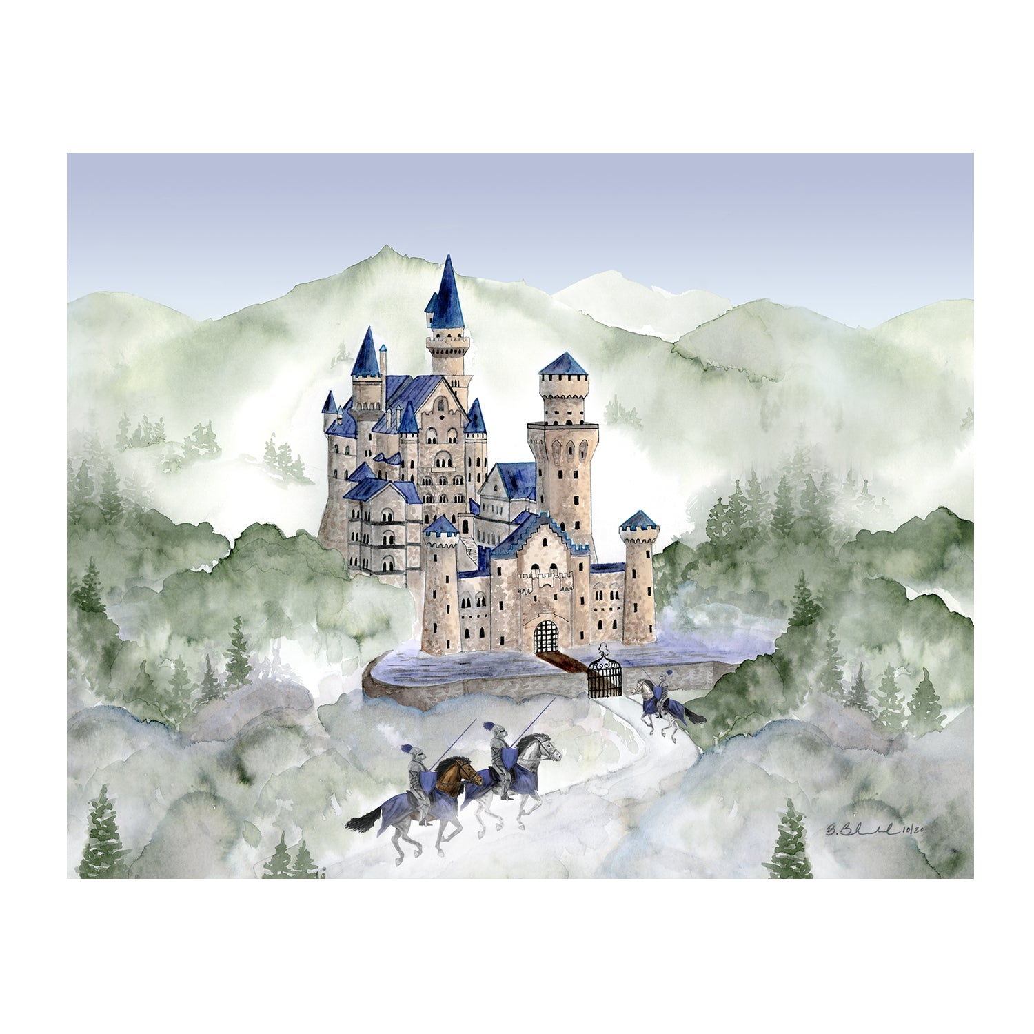 Disneyworld Cinderella's Castle Disney Art Illustration Watercolor Bedroom  Nursery Decor 