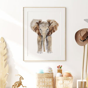 Baby Elephant Portrait - Safari Nursery Decor