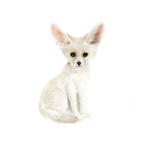 Baby Fennec Fox Portrait - Watercolor Nursery Print
