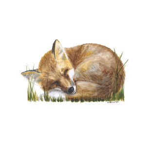 Sleeping Baby Fox Nursery Print