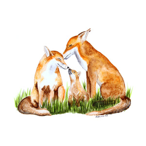 Fox Family Watercolor Print