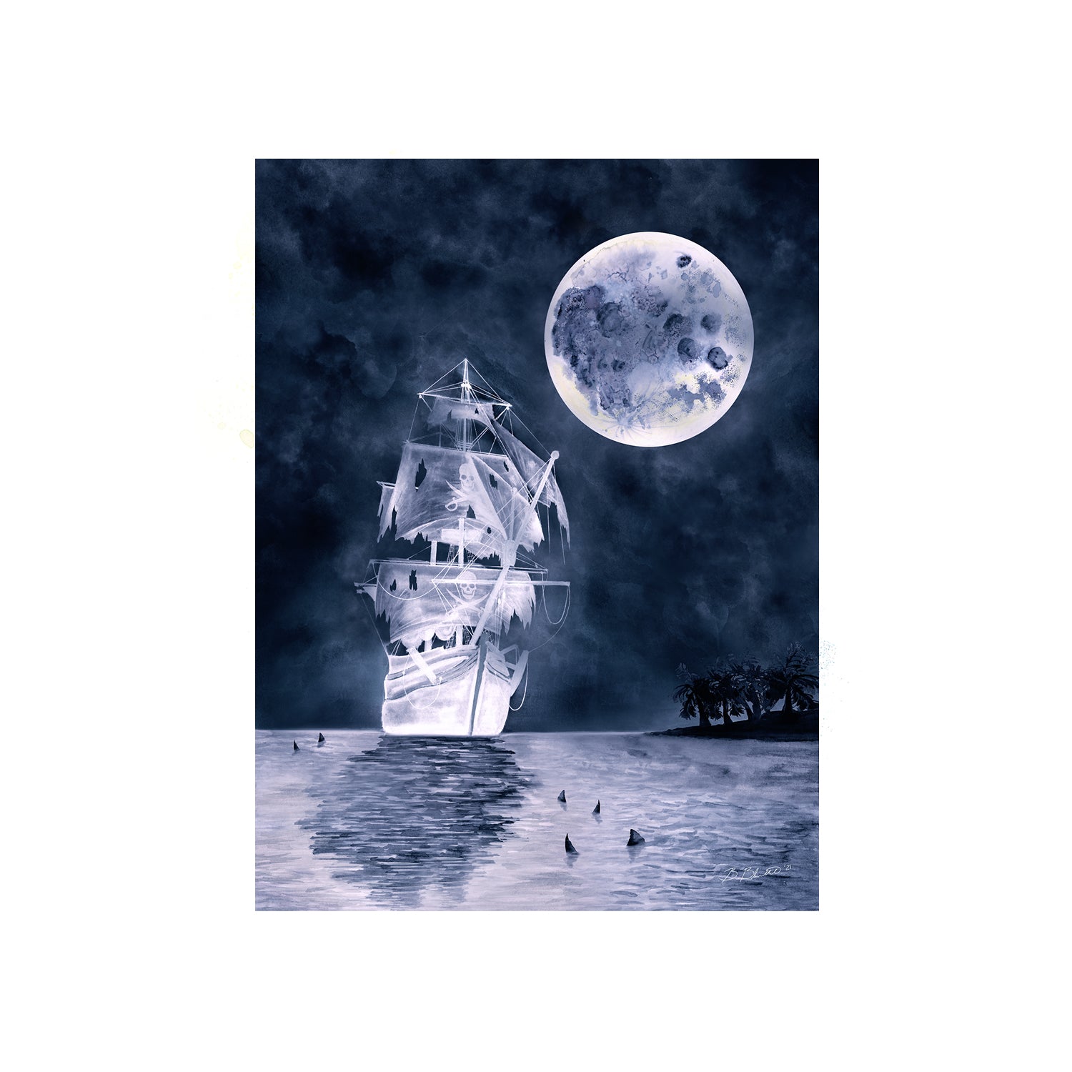 Ghost Ship Hand Painted Art UT34372