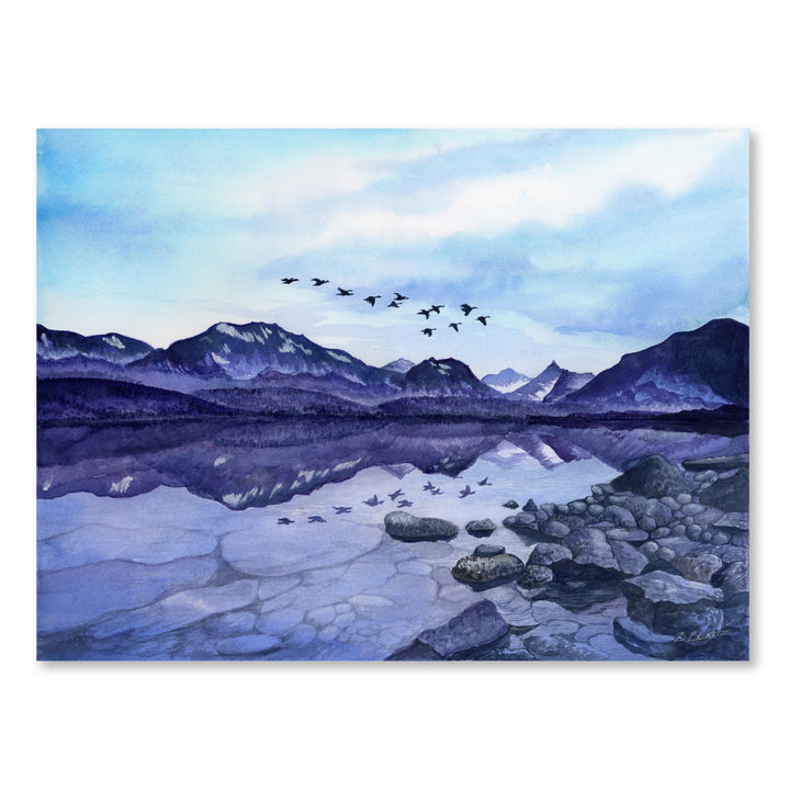 Geese Over St. Mary's Lake Glacier Painting