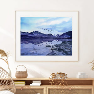 Glacier National Park Watercolor Landscape