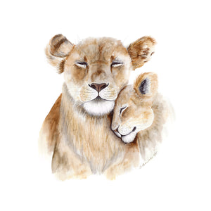 Mom and Baby Lion Nursery Art