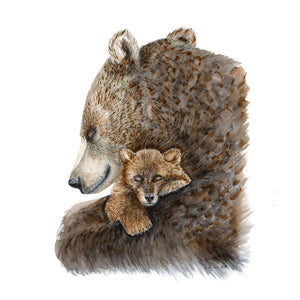 Mom and Baby Brown Bear Art Print