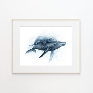 Mother and Calf Humpback Whale Print