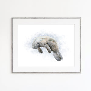 Manatee Watercolor Print