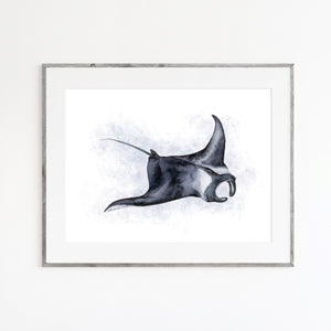 Manta Ray Watercolor Print