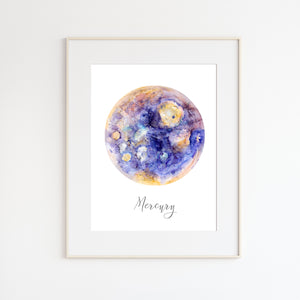 Planet Mercury Watercolor Print