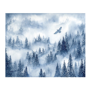 Misty Mountains Watercolor Painting in Indigo