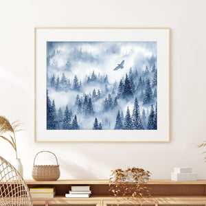 Foggy Forest Watercolor Painting