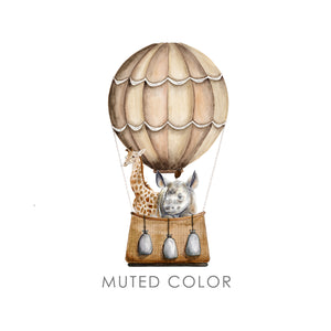 Yellow Muted Color Hot Air Balloon Print