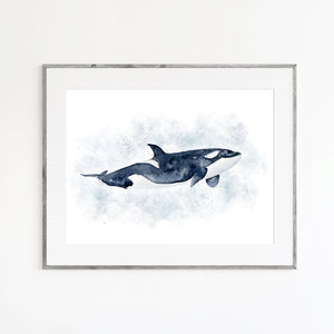 Orca Watercolor Print