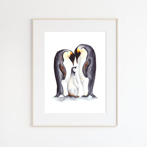 Penguin Family Watercolor Print