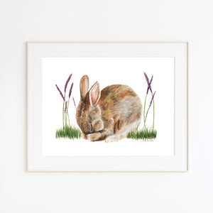 Sleeping Rabbit Nursery Print