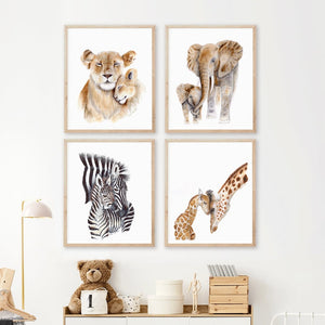 Mom and Baby Safari Animal Nursery Decor