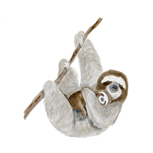Mom and Baby Sloth Watercolor