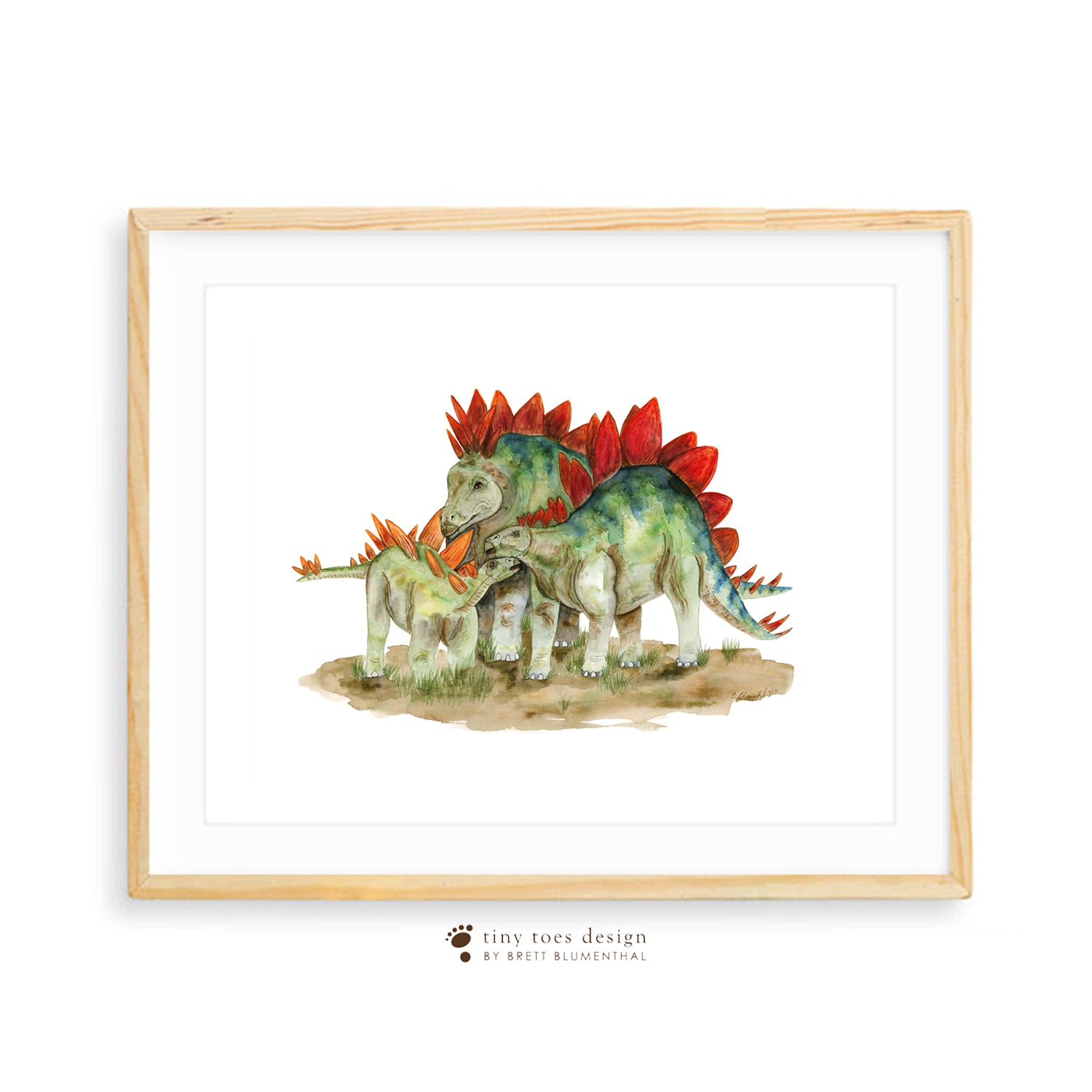 Stegosaurus Family Print | Dinosaur Nursery Decor - Tiny Toes Design